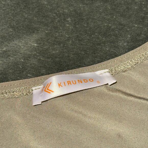 KIRUNDO One Shoulder Mini Baby Doll Khaki Green Dress Boho Women's Size Small - Picture 4 of 9